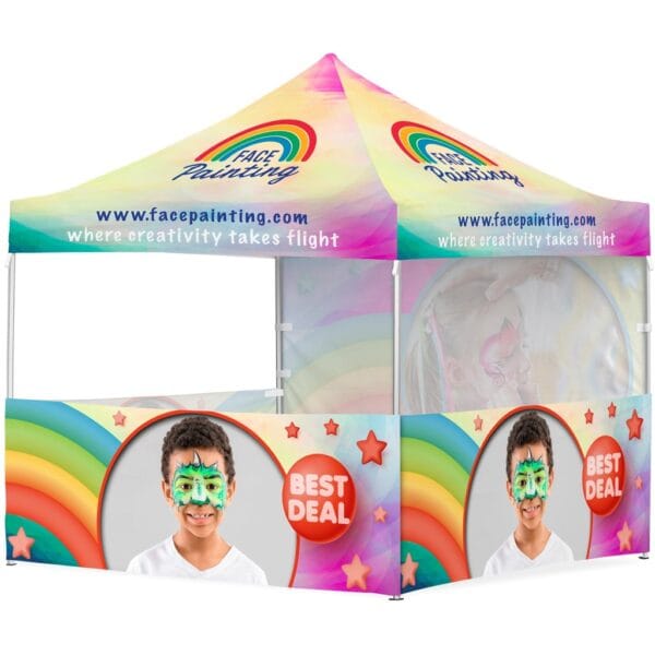 Coated Steel Sublimated Gazebo 3m x 3m – 3 Half-Wall Skins -1 Full-Wall Skin Advertising Display Items 3