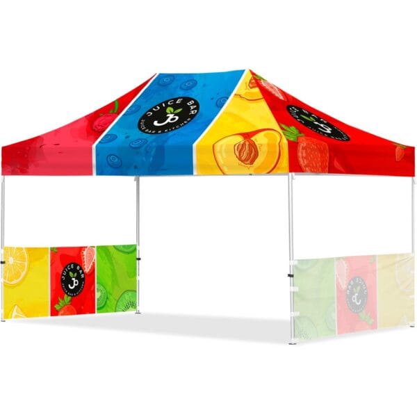 Coated Steel Sublimated Gazebo 4.5m x 3m – 2 Short Half-Wall Skins Advertising Display Items 3