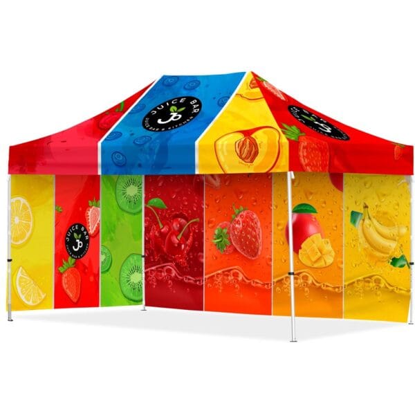 Coated Steel Sublimated Gazebo 4.5m x 3m – 1 Long Full-Wall Skin – 1 Short Full Wall Skin Advertising Display Items 3